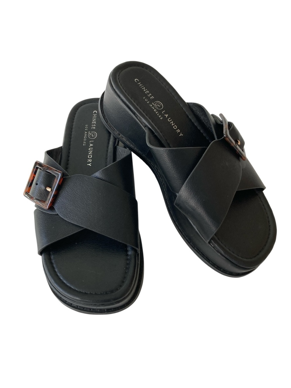 Chinese Laundry Black Chunky Platform Sandal, Size 9 / EU40